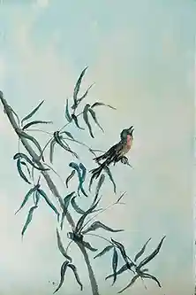 Bird Singing on Bamboo